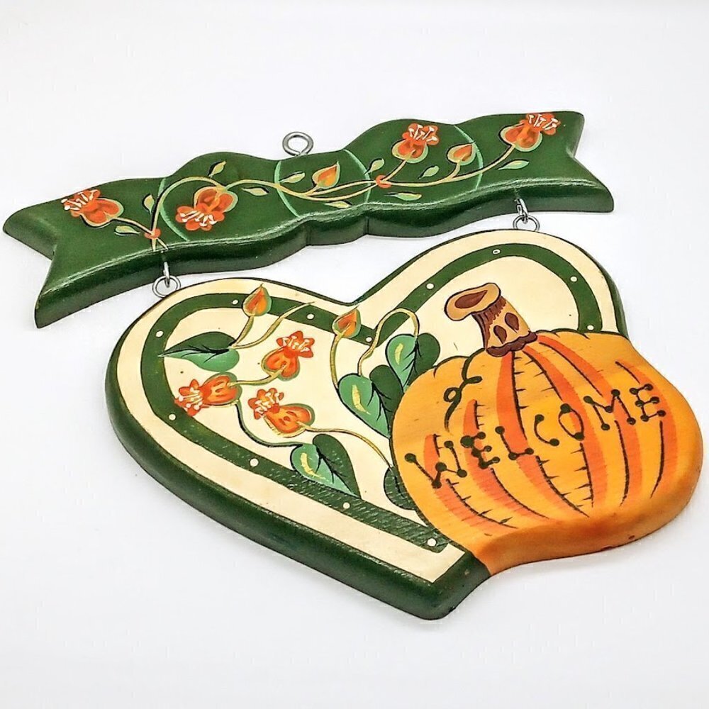 Vintage Mexican Hand-Painted Wood Welcome Sign
